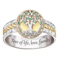 Fashion Diamond Alloy Electroplating Two-color Tree Of Life Alloy Ring main image 1