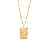 Simple 18k Gold Plated Rectangular Rose Titanium Steel Necklace main image 6