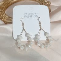 Fashion Pearl Long Circle Heart-shaped Crystal Handmade Metal Earrings main image 5