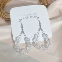 Fashion Pearl Long Circle Heart-shaped Crystal Handmade Metal Earrings main image 6