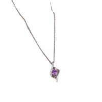 New Purple Diamond Pendant Titanium Steel Necklace main image 5
