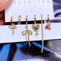 Yakemiyou Luxurious Bow Knot Gold Plated Zircon Earrings sku image 1