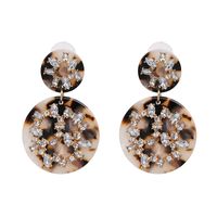 New Round Flower Diamond Pendant Earrings sku image 1