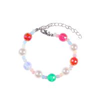 Color Laser Bead Pearl Stitching Chain Necklace Bracelet Set sku image 1