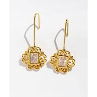 Fashion Geometric Pattern Inlaid Zircon Copper Drop Earrings Wholesale sku image 1