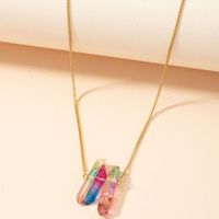 Simple Colorful Crystal Stone Pendant Necklace sku image 1
