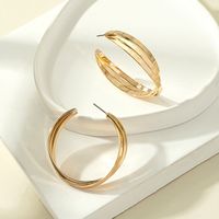 Exaggerated Large Circle Geometric Twisted Alloy Hoop Earrings sku image 1