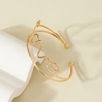 Simple Golden Letter Love Knotted Open Alloy Bracelet Valentine's Day Gift sku image 1