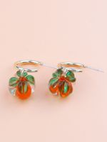 Nouvel An Persimmon Ruyi Retro Simple Oil Glass Small Hoop Boucles D&#39;oreilles main image 6