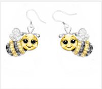New Ladybug Elephant Two-color Owl Bee Necklace Earrings Set sku image 14