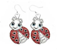 New Ladybug Elephant Two-color Owl Bee Necklace Earrings Set sku image 15