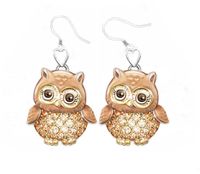 New Ladybug Elephant Two-color Owl Bee Necklace Earrings Set sku image 16