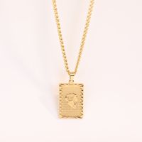 Simple 18k Gold Plated Rectangular Rose Titanium Steel Necklace sku image 1