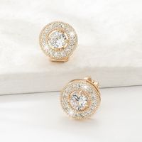 Fashion Copper Electroplating 18k Gold Zircon Without Ear Hole Round Hollow Ear Clip main image 3