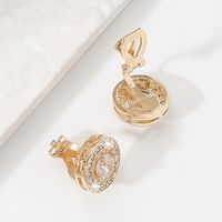 Fashion Copper Electroplating 18k Gold Zircon Without Ear Hole Round Hollow Ear Clip main image 5