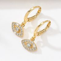 Fashion Simple Copper Material Electroplating 18k Gold Zircon Eye Earrings main image 2