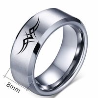 Fashion 8mm Laser Lines Marking Graphic Stainless Steel Ring sku image 1