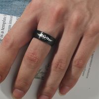 Fashion 8mm Laser Marking Graphic Ring Stainless Steel Jewelry main image 1