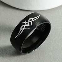 Fashion 8mm Laser Marking Graphic Ring Stainless Steel Jewelry main image 3