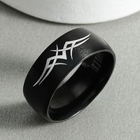 Fashion 8mm Laser Marking Graphic Ring Stainless Steel Jewelry sku image 5