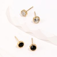 Simple Style Circle 304 Stainless Steel Zircon 14K Gold Plated main image 1