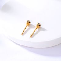 New Fashion Stainless Steel Electroplating 18k Gold Inlaid Black Zircon Earrings main image 3