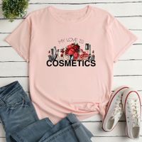 Short-sleeved Cosmetic Letter Print Loose Casual T-shirt main image 3