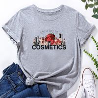 Kurzärmliges Lockeres Lässiges T-shirt Mit Kosmetischem Buchstabendruck main image 5