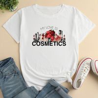 Short-sleeved Cosmetic Letter Print Loose Casual T-shirt main image 6