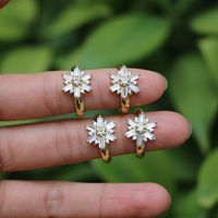 New Copper Gold Plated Shiny Zircon Open Ring Accessories Fashion Jewelry main image 2