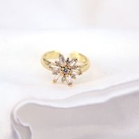 New Copper Gold Plated Shiny Zircon Open Ring Accessories Fashion Jewelry main image 4