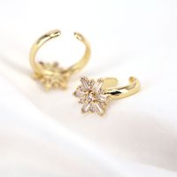 New Copper Gold Plated Shiny Zircon Open Ring Accessories Fashion Jewelry main image 5