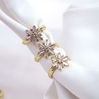 New Copper Gold Plated Shiny Zircon Open Ring Accessories Fashion Jewelry main image 6