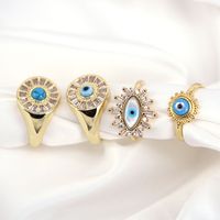 New Jewelry Creative Geometric Shell Zircon Devil's Eye Female Opening Adjustable Copper Ring main image 1
