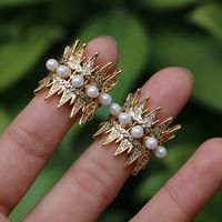 New Fashion Jewelry Pearl Micro-encrusted Zircon Women's Full Diamond Copper Ring main image 1
