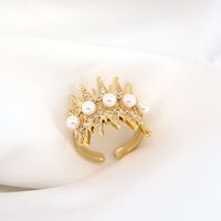 New Fashion Jewelry Pearl Micro-encrusted Zircon Women's Full Diamond Copper Ring main image 4