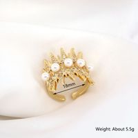 Neuer Modeschmuck Perle Mikro-verkrusteter Zirkon Frauen Voller Diamant-kupferring main image 6