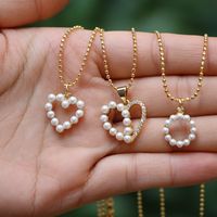 Fashion Pearl Heart Round Copper Inlaid Zircon Necklace Wholesale main image 1