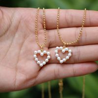Fashion Pearl Heart Round Copper Inlaid Zircon Necklace Wholesale main image 3