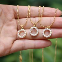 Fashion Pearl Heart Round Copper Inlaid Zircon Necklace Wholesale main image 5