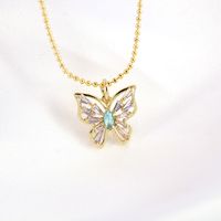 Simple Copper Gold-plated Fashion Zircon-studded Butterfly Pendant Clavicle Chain Wholesale main image 4