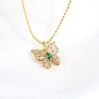 Simple Copper Gold-plated Fashion Zircon-studded Butterfly Pendant Clavicle Chain Wholesale main image 5