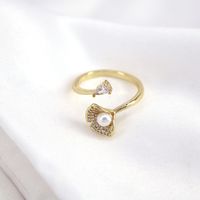 Fashion Micro-encrusted Zircon Pearl Copper Female Simple Opening Creative Ring main image 5