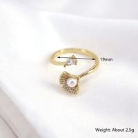 Fashion Micro-encrusted Zircon Pearl Copper Female Simple Opening Creative Ring main image 6