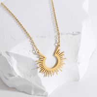 Simple Stainless Steel 18k Gold Plated Sunlight Necklace Wholesale main image 5