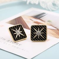 Elegant Square Micro Setting Rhinestone Stud Earrings sku image 1