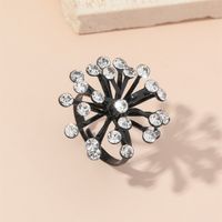Mode Créative Rétro Exagérée Nouvelle Bague En Alliage Réglable Diamant Pistil Fleur Simple main image 1
