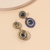 Retro Crystal Blue Earrings Women's Round Geometric Earrings main image 4