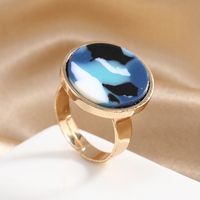 Fashion New Round Joint Creative Amber Adjustable Alloy Ring main image 2