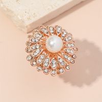 Fashion New Diamond Simple Sun Flower Open Alloy Ring main image 3